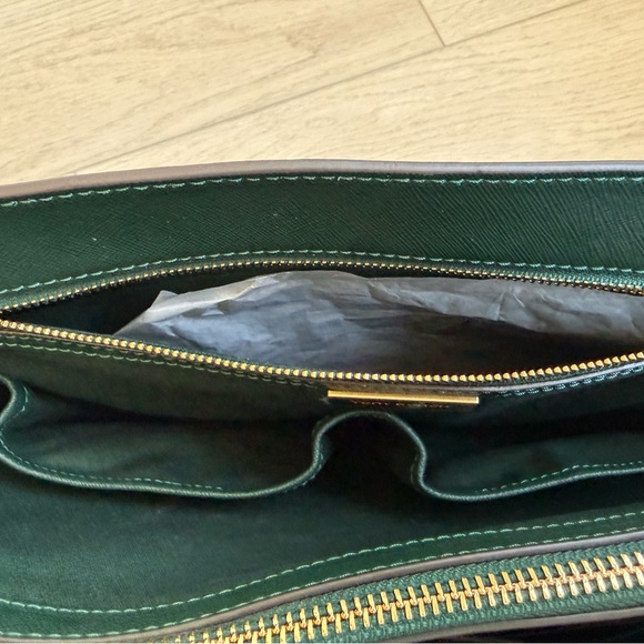 Tory Burch Forest Green Tote with Gold Accents - Picture 12 of 12
